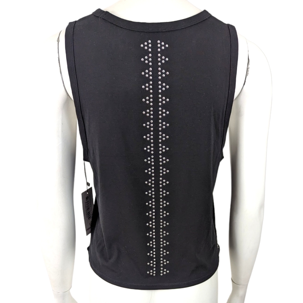 Urban Savage Studded Crop Tee Tank Top NEW Womens Large Black Workout Athletic - Picture 4 of 13
